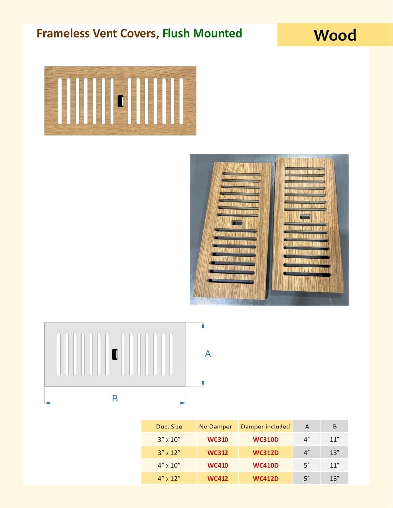 Specifications for Frameless Vent Covers