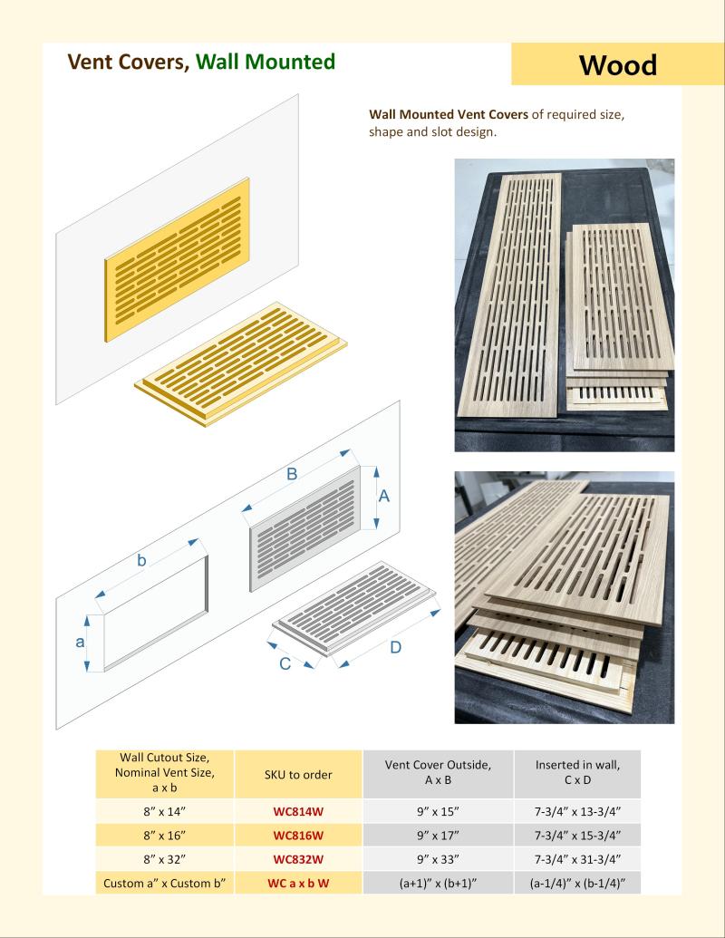 Specifications for Wall Mounted Vent Covers