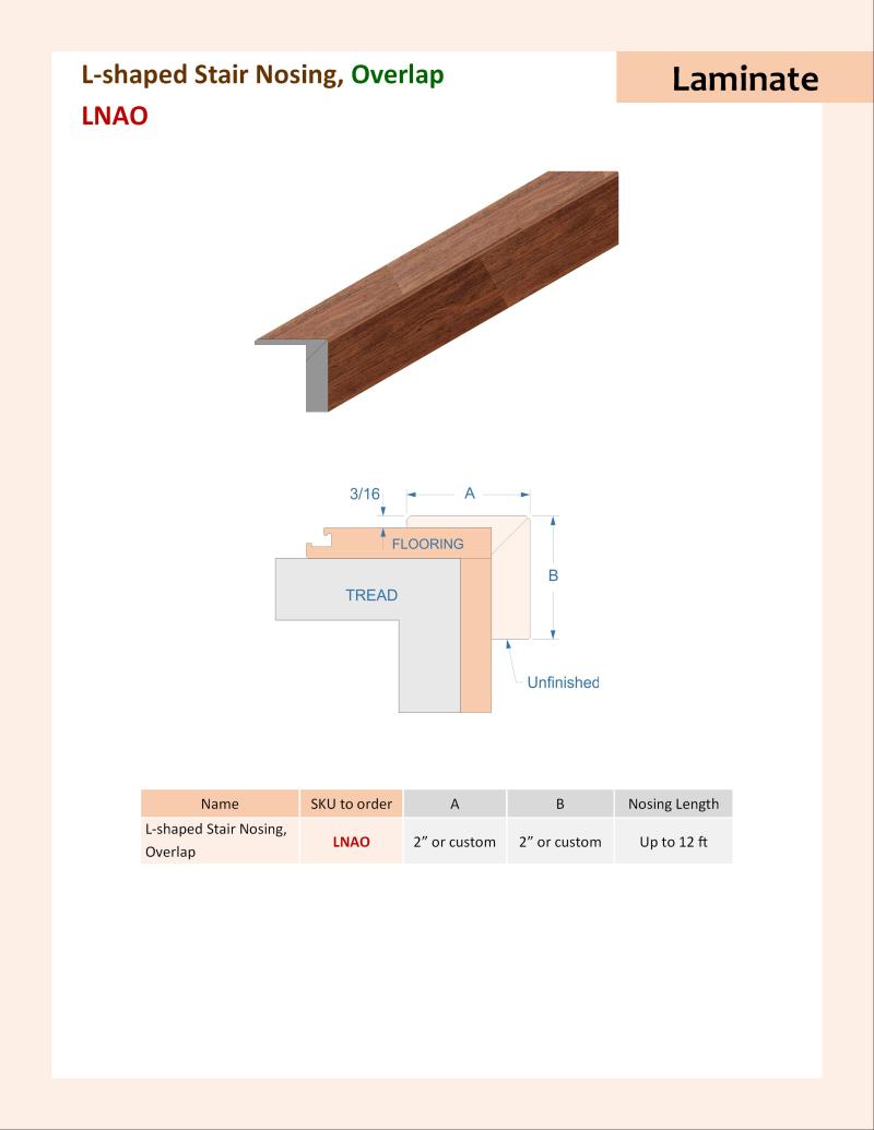 Specifications for L-shaped Stair Nosings, LNAO