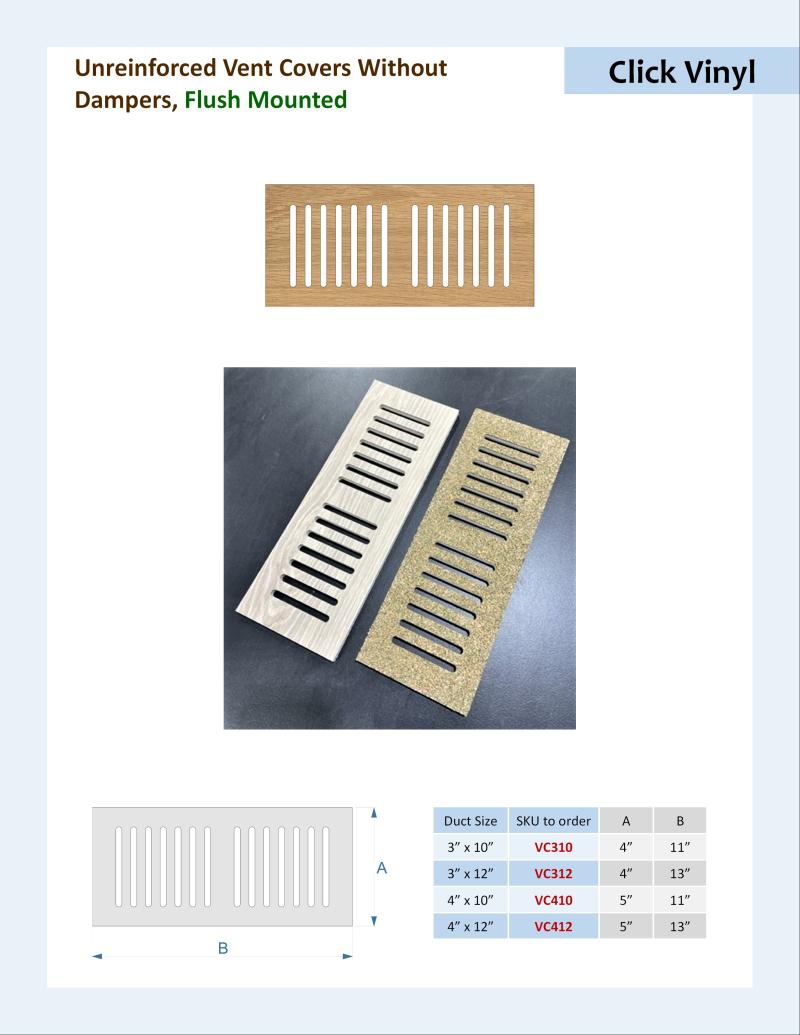 Specifications for Flush Mounted Unreinforced Vent Covers