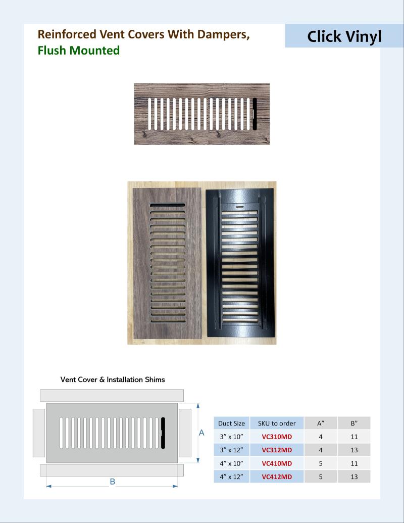 Specifications for Flush Mounted Reinforced Vent Covers with Dampers