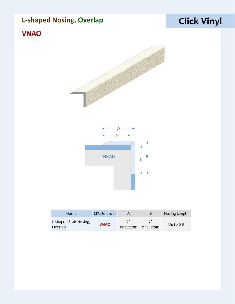 Specifications for L-shaped Nosing, VNAO