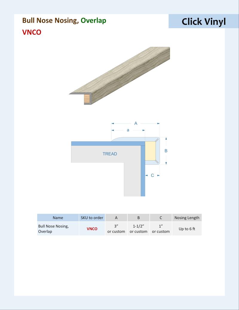 Specifications for Bull Nose Nosing, VNCO