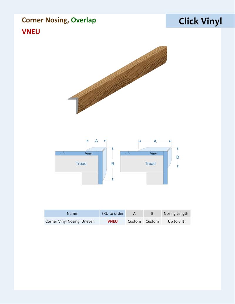 Specifications for Corner Nosing, Uneven, VNEU