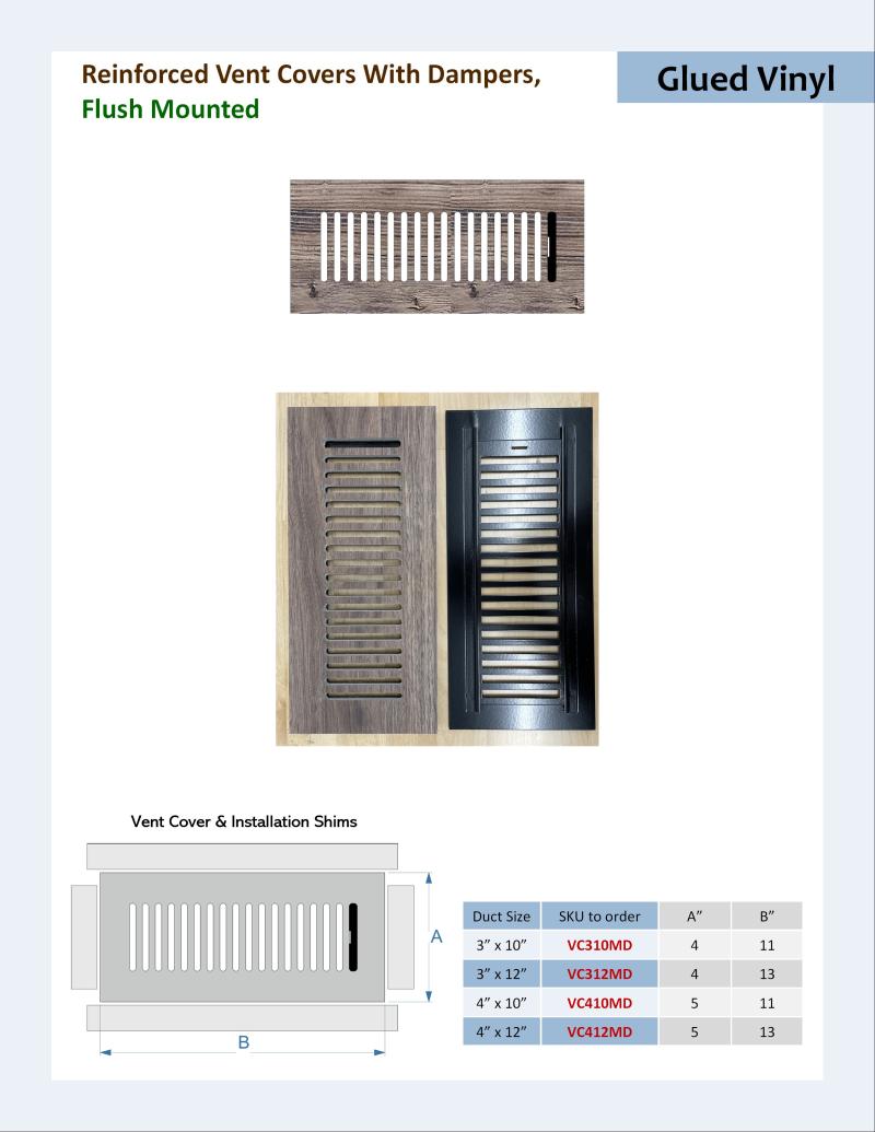 Specifications for Reinforced Vent Covers With Dampers