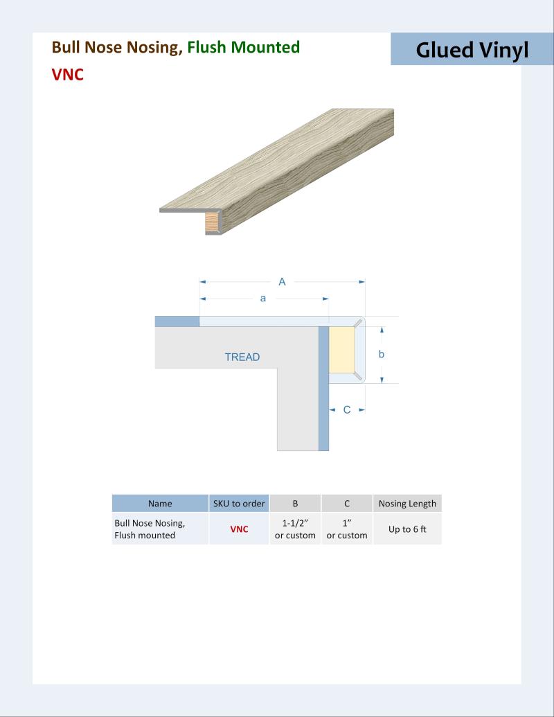 Specifications for Bull Nose Nosing, VNC